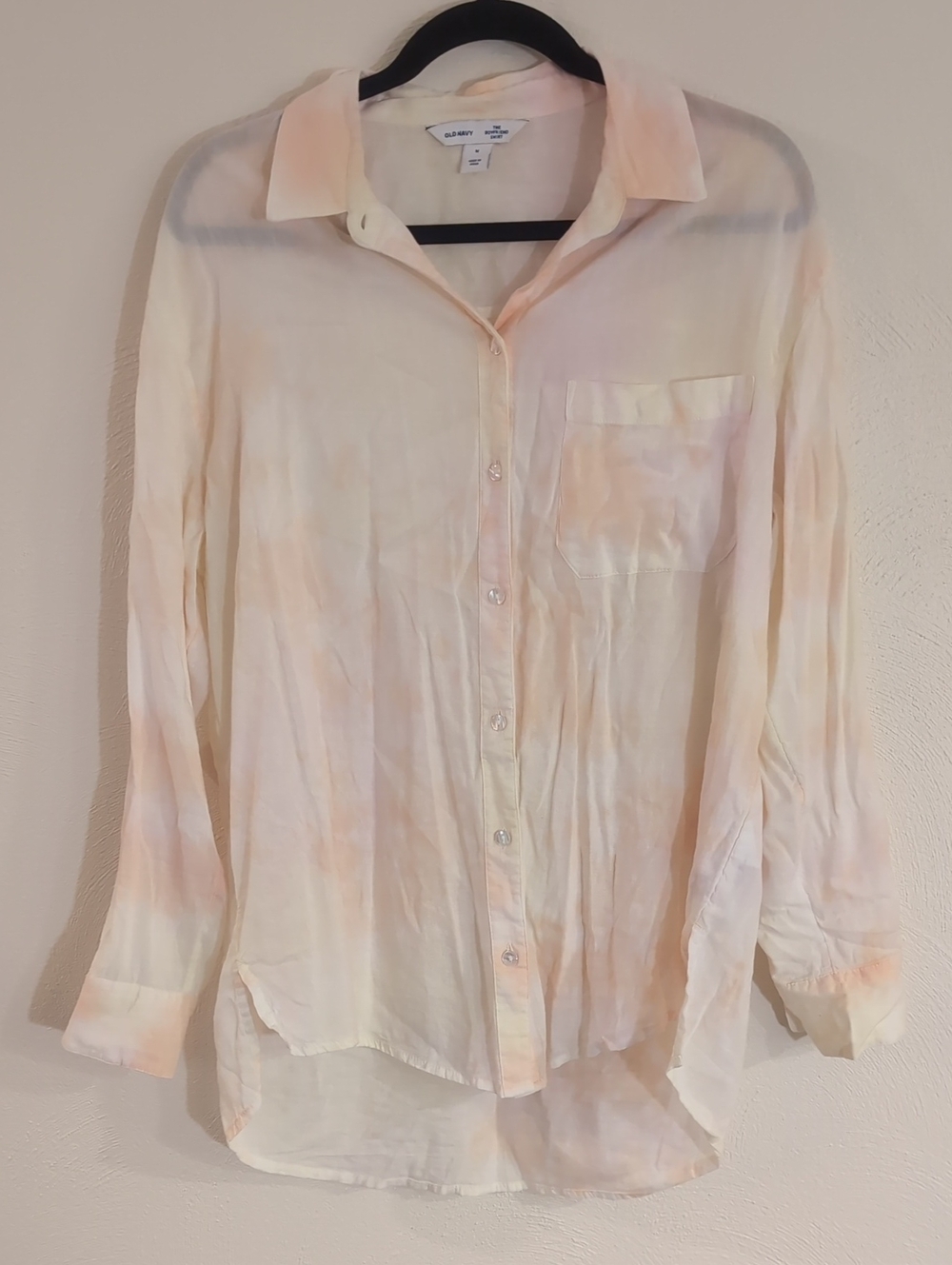 Old Navy Peach & Cream Sheer Button-Down Shirt